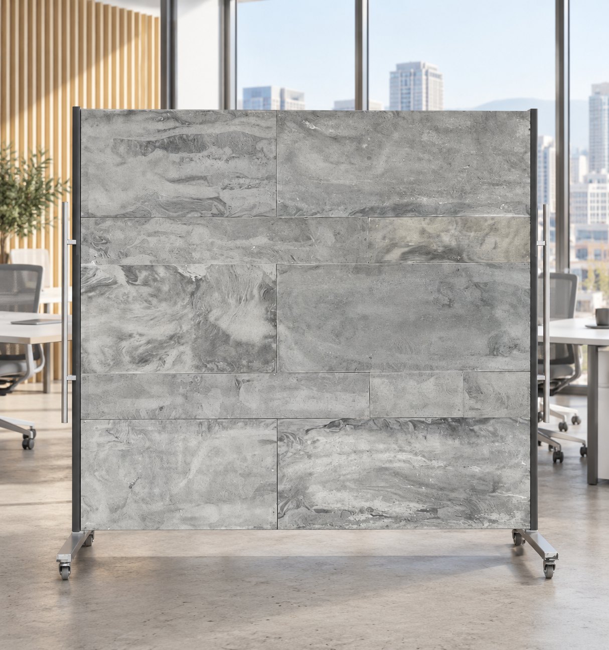 Vela movable room divider on castors, dividing an open-plan office